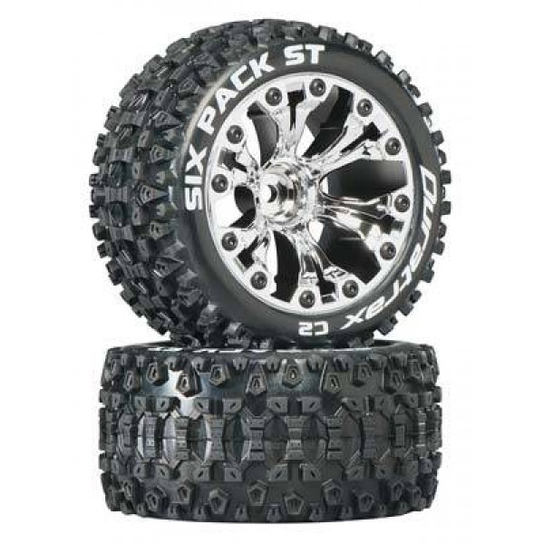 Duratrax Sixpack ST 2.8" Mounted truck tires 2WD/4WD, Chrome (2)