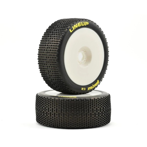 Duratrax Lineup 1/8 C2 Mounted Buggy Tire, White (2)