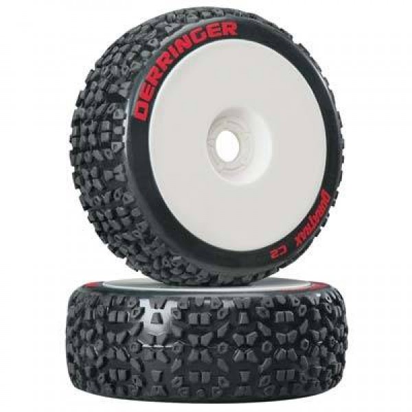 Derringer 1/8 Buggy Tire C2 Mounted White (2)