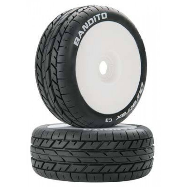 DuraTrax Bandito 1/8 Mounted Buggy tires, C3, White (2)