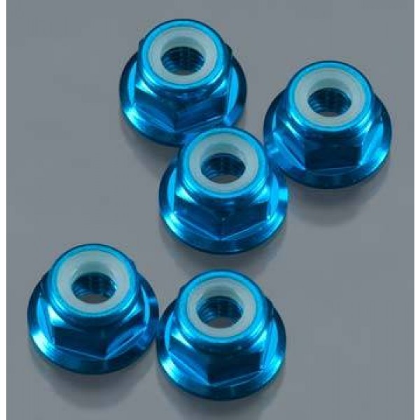 Aluminum Flanged Locknut M4 Blue (5)
