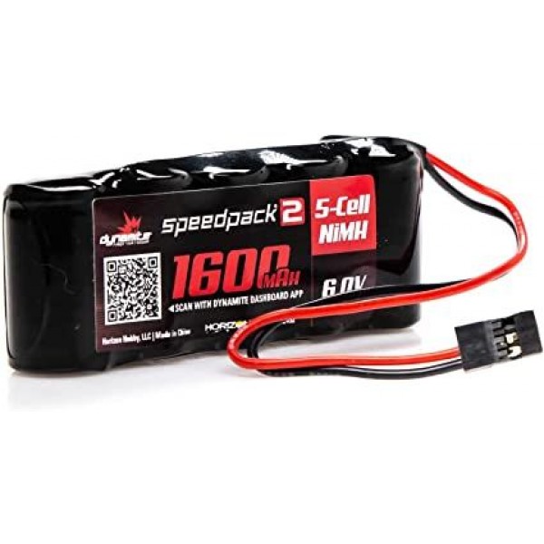 Dynamite Speedpack2 6V 1600mAh 5C NiMH Flat Receiver Pack, Universal Connector