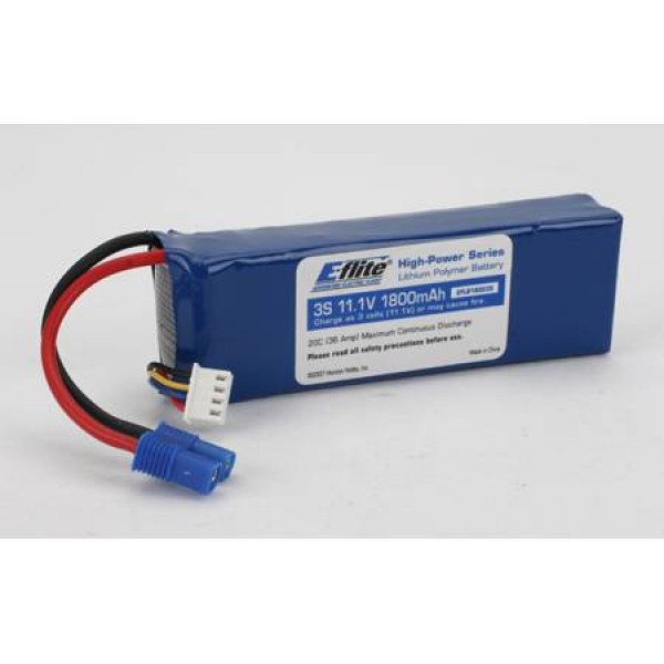 E-Flite LiPo Battery 1800mAh 20C 11.1V (3S) with EC3 Connector