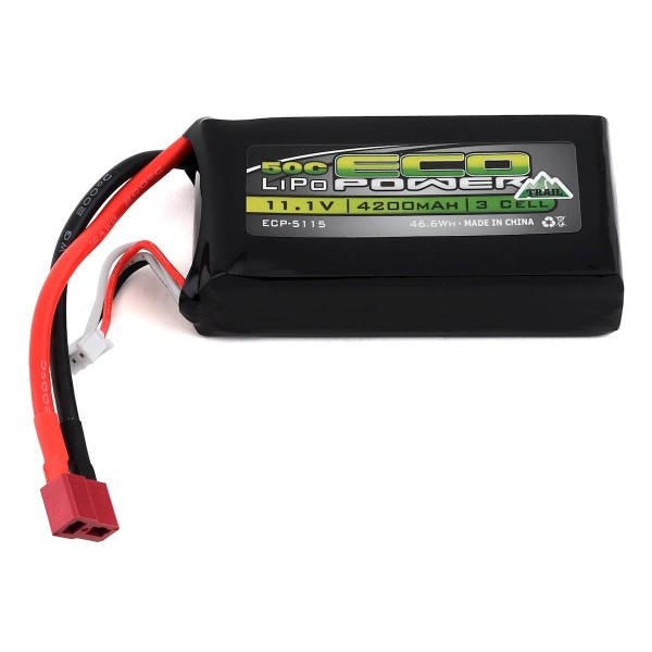 EcoPower "Trail" 3S 11.1V 4200mAh Shorty 50C Lipo Battery with T-Style