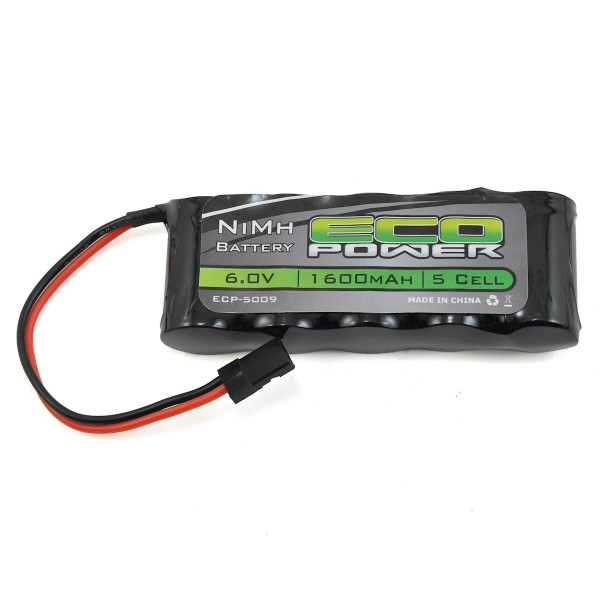 EcoPower 5-Cell 6.0V 1600mAh NiMH Stick Receiver Battery Pack