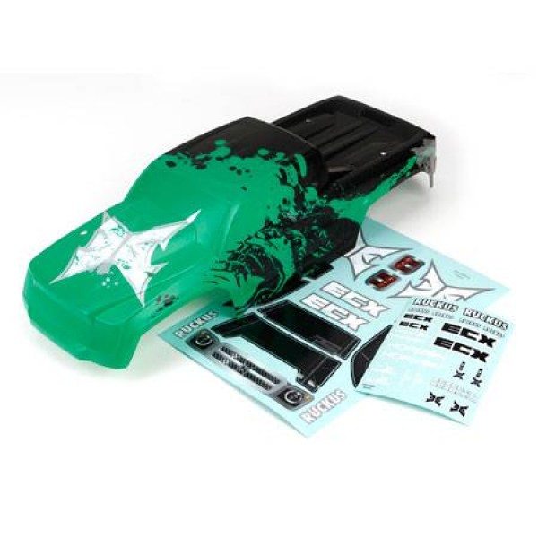 ECX RC Body, Black/Green (1/10 2WD Ruckus)