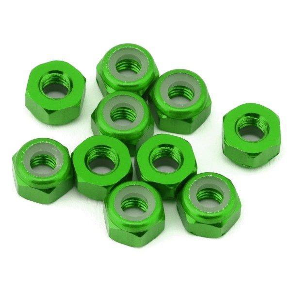 eXcelerate Aluminum Lock Nuts, 3mm (Green) (10)