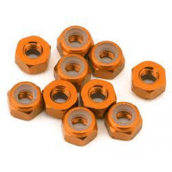 eXcelerate 3mm Aluminum Lock Nuts (Orange) (10)