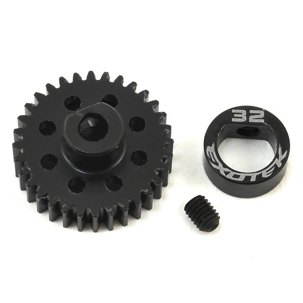 Exotek Flite 32T 48 Pitch Pinion Gear, Black POM with Alloy Collar