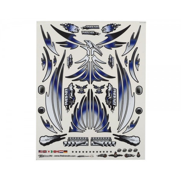 FireBrand RC Blue Phoenix Decals, 8.5X11" (1/10 Scale)