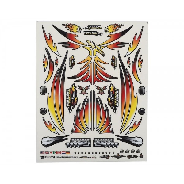 FireBrand RC Orange Phoenix Decals, 8.5x11" (1/10 Scale)