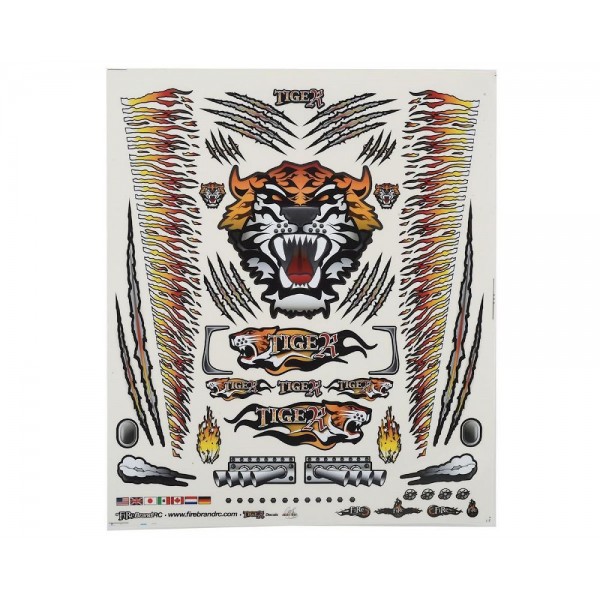 Firebrand RC Tiger Decal, 8.5X11", Orange (1/10 Scale)