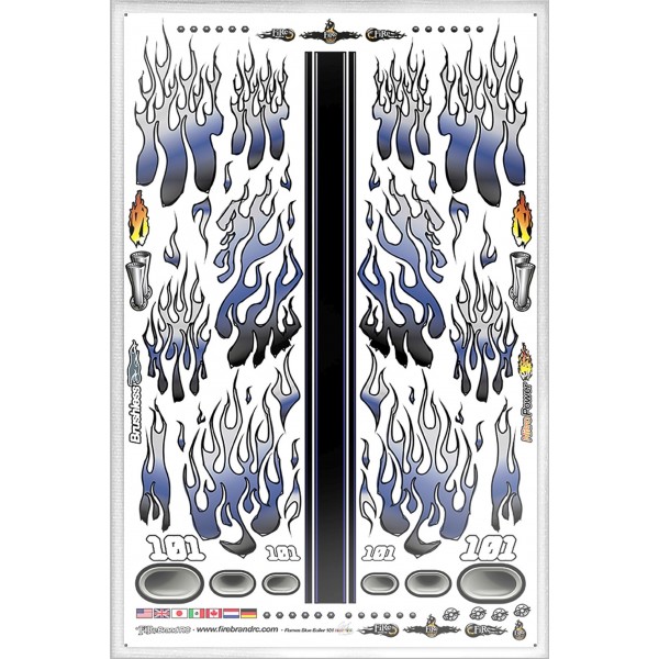 Firebrand RC Flames Ballers Multi-Fit Vinyl Decal Sheet, Blue (8.5x14")