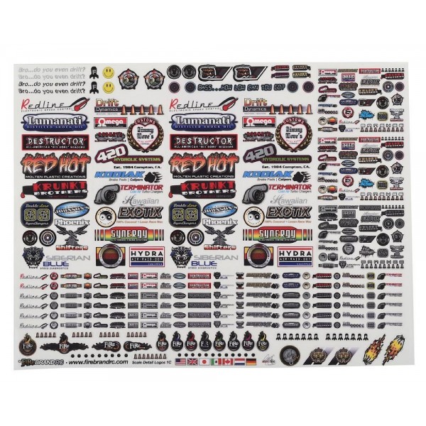 FireBrand RC Sponsor Logos 1C Vinyl Decals, 8.5X11" (1/10 Scale)