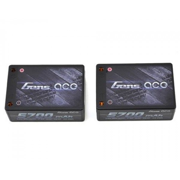 Gens Ace 5700mAh 7.4V 50C 2S3P Saddle Lipo Battery