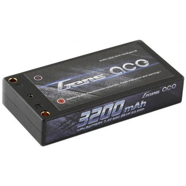 Gens Ace LiPo Hard Pack Battery 3200mAh 60C 7.4V (2S) with Deans Connector