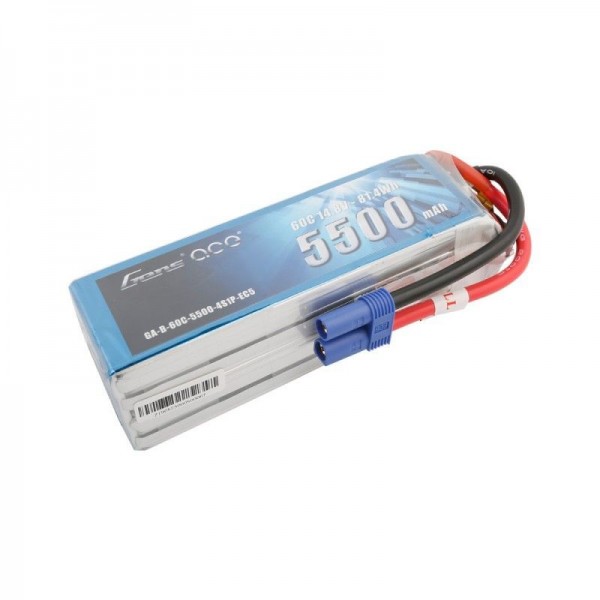Gens Ace 5500mAh 14.8V 60C 4S1P Lipo Battery Pack with EC5 Plug
