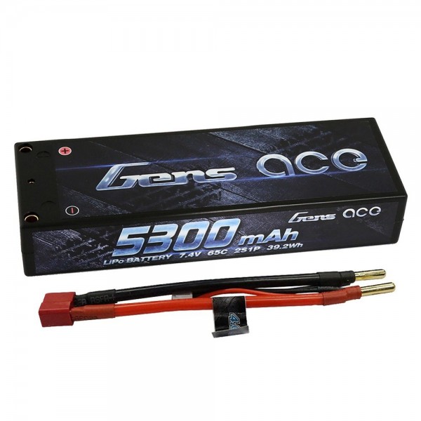 Gens 5300mAh 7.4V 65C 2S1P HardCase Lipo Battery Pack 10#