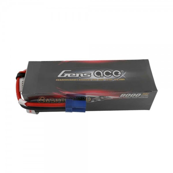 Gens Ace 8000mAh 14.8V 80C 4S2P Lipo Battery Pack with EC5 Plug