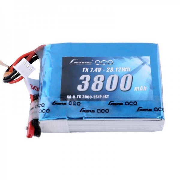 Gens Ace 3800mAh 7.4V 2S1P Tx LiPo Battery Pack with JST-SYP