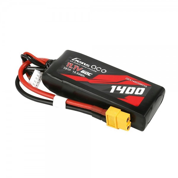 Gens Ace 1400mAh 11.1V 60C 3S1P Lipo Battery with XT60 Plug