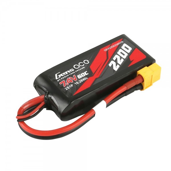 Gens Ace 2S1P 7.4V 2200mah 60c Lipo Battery with XT60 Plug