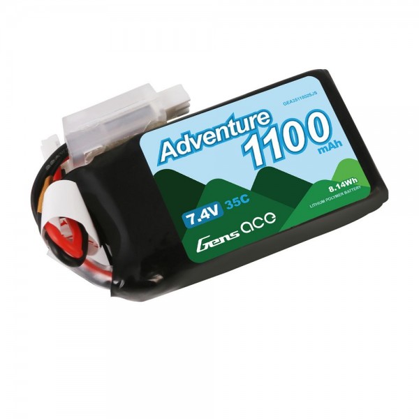 Gens Ace Lipo Battery Pack with JST-PHR Plug, 1100mAh 2S1P 7.4V 35C