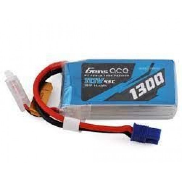 Gens Ace 3s LiPo Battery 45C (11.1V/1300mAh) w/EC3 Connector