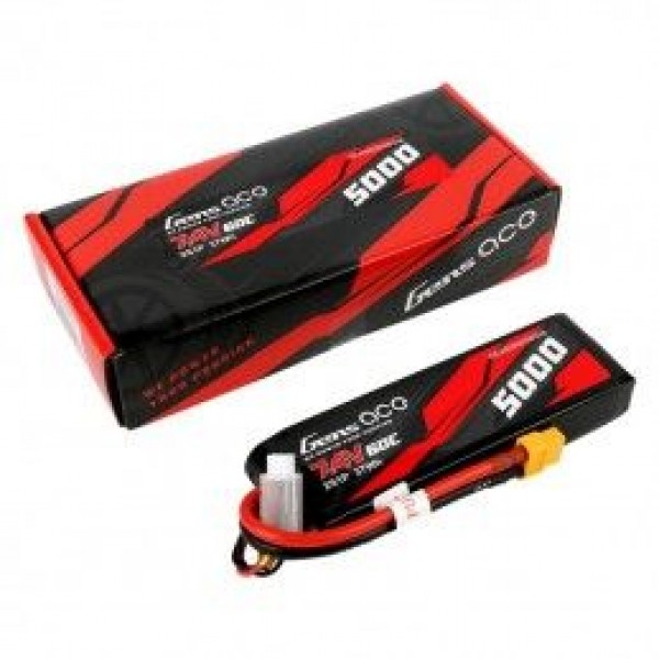Gens Ace 5000mAh 7.4V 60C 2S1P Short-Size Lipo Battery Pack with XT60 Plug