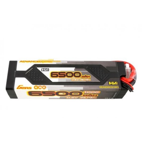 Gens Ace Advanced 6500mAh 11.4V 100C 3S1P HardCase Lipo Battery 60#, EC5 Plug