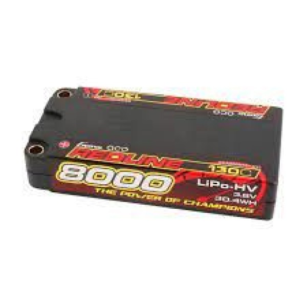 Gens Ace Redline 1S LiHV LiPo LCG Battery 130C (3.8V/8000mAh) w/5mm Bullets