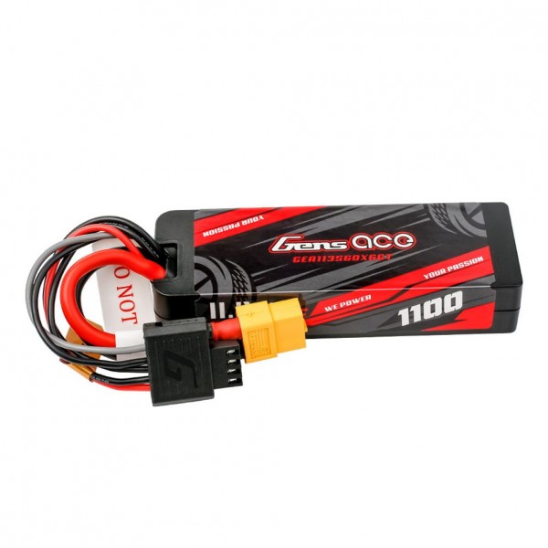 Gens Ace 1100mAh 3S 60C 11.1V HardCase G-tech Lipo Battery Pack with XT60 Plug