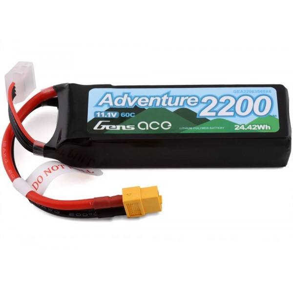 Gens Ace Adventure 2200mAh 3S1P 11.1V 60C Lipo Battery Pack with XT60
