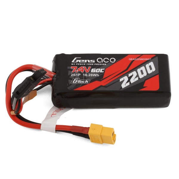 Gens Ace 2S G-Tech Smart LiPo Battery 60C (7.4V/2200mAh) w/XT-60 Connector