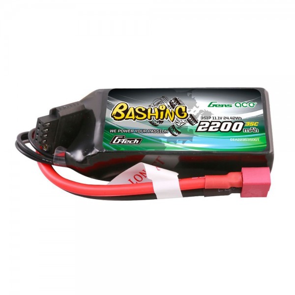 Gens Ace 2200mAh 3S 11.1V 35C Bashing G-Tech Lipo Battery Pack With Deans Plug