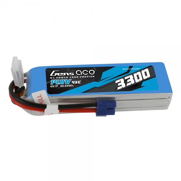 Gens Ace 3300mAh 45C 4S1P 14.8V Lipo Battery Pack With EC3