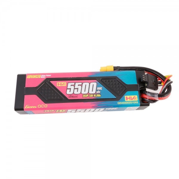 Gens Ace Advanced 5500mAh 7.6V 100C 2S1P HardCase Lipo Battery Pack With XT60 Plug