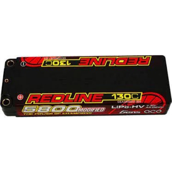 Gens Ace Redline 2S LiHV LiPo LCG Battery 130C (7.6V/5800mAh) w/5mm Bullets