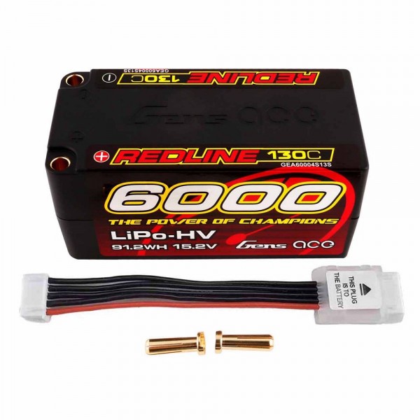 Gens Ace Redline 4S LiHV LiPo Battery 130C (15.2V/6000mAh) w/5mm Bullets (Hard Case)