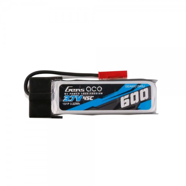 Gens Ace 600mAh 3.7V 45C 1S1P Lipo Battery Pack With JST-SYP Plug