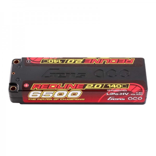 Gens ace 7.6V 6500mAh 2S 140C LCG LiHV 5.0mm bullet redline 2.0