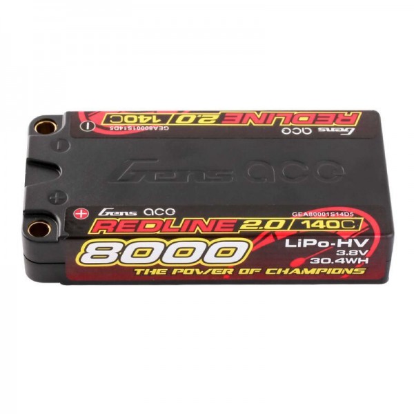 Gens Ace 8000mAh 1S 140C LiHV 5.0mm bullet redline 2.0