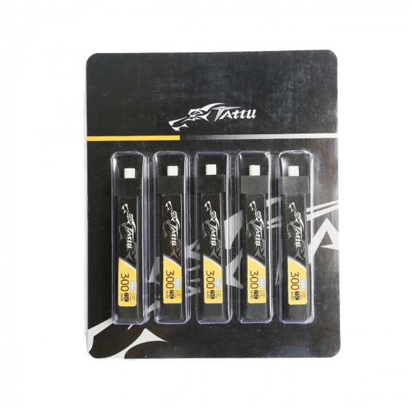Gens Ace Tattu 1S 300mAh 75C 3.8V High Voltage Lipo Battery Pack with BT 2.0 Plug (5pcs)