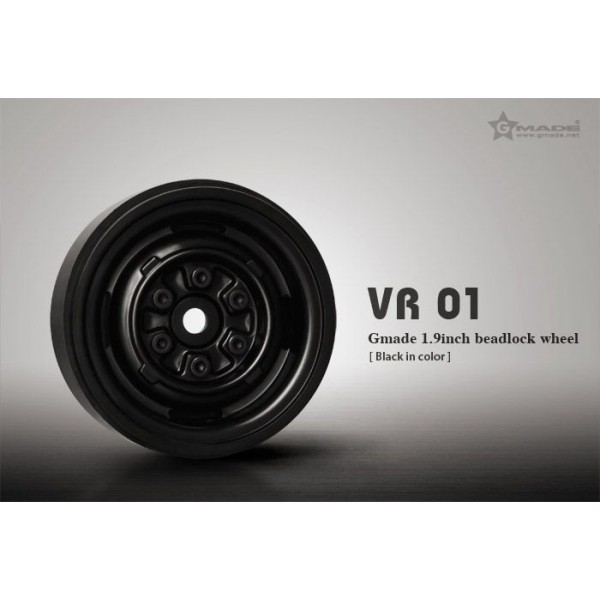Gmade 1.9" VR01 Beadlock Wheels, 0 Offset 12mm hex, Black (2)