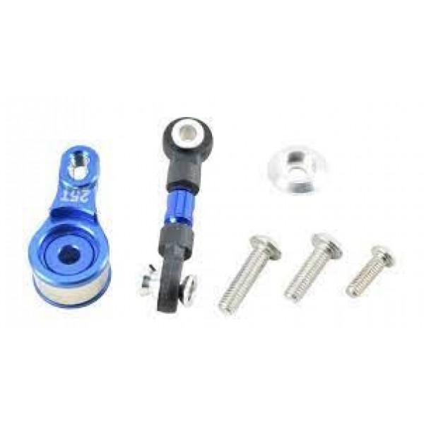 GPM Racing Aluminum Servo Saver with Steering Link, Blue (Traxxas 4-TEC 2.0)