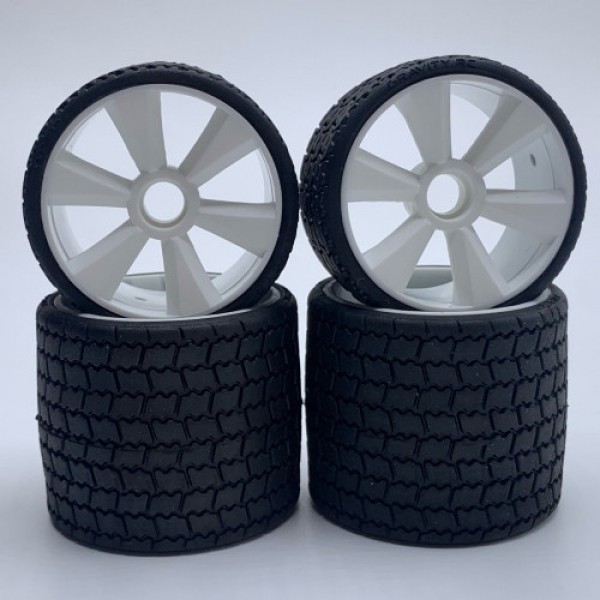 Gravity RC 1/12 Pre-Mounted Rubber Tires, White (4)