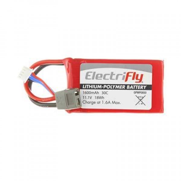 Great Planes Lipo Battery, 1600mAh 30C 11.1V (3-Cell) with Ult Connector
