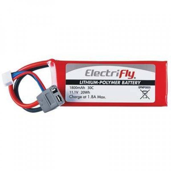 Great Planes LiPo Battery 1800mAh 30C 11.1V (3S) with Ult Connector