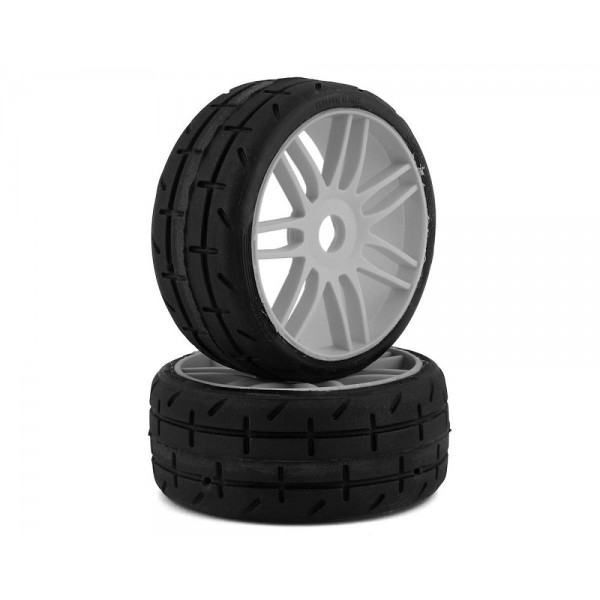 GRP GT Belted Pre-Mounted 1/8 Buggy Tires, S7, Silver (TO1 Revo) (2)