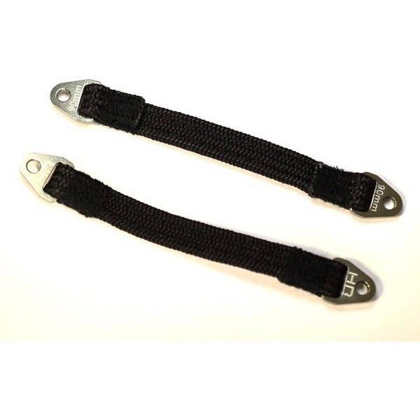 Hot-Racing Suspension Travel Limit Straps, 90mm, Gun Metal, (2pcs)